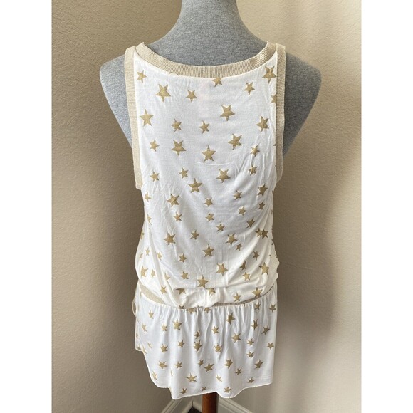 Victoria's Secret Size Small White Gold Star Print Sleeveless Swimsuit Cover Up - Picture 5 of 6